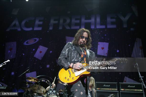 Ace Frehley performs in concert opening for Alice Cooper at HEB Center on October 19, 2021 in Cedar Park, Texas.