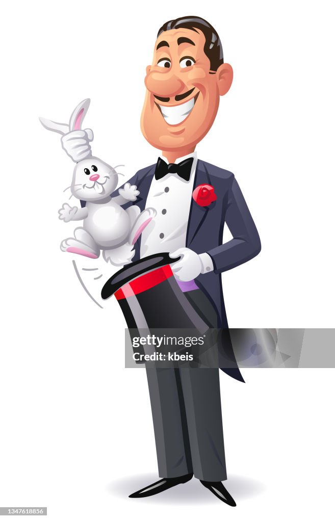Magician Pulling Rabbit Out Of Hat