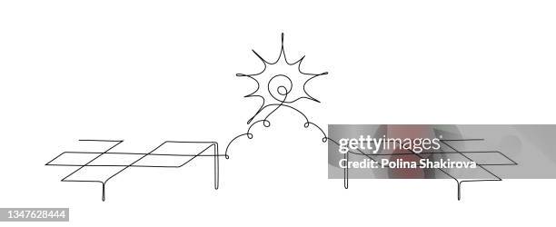 eine linienzeichnung eines sonnenkollektors. - continuous line drawing stock-grafiken, -clipart, -cartoons und -symbole