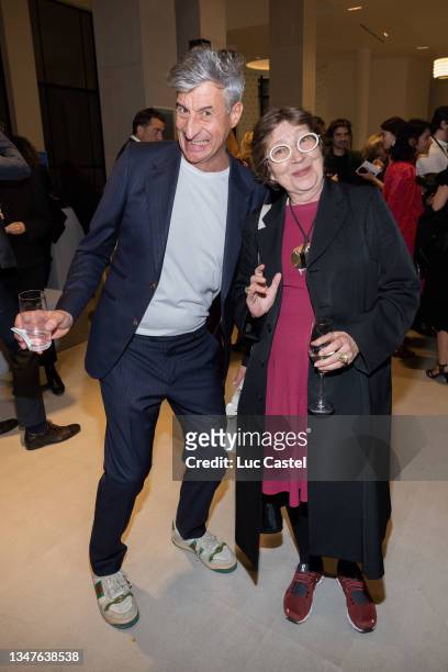 Artist Maurizio Cattelan and Caroline Bourgeois attend the Diner des "Amis du Musee d'Art Moderne de Paris". Held at Musee d'Art Moderne de Par on...