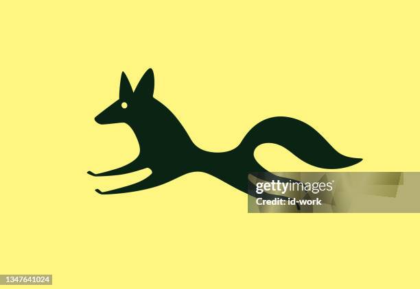 wolf running symbol - runaway dog stock illustrations