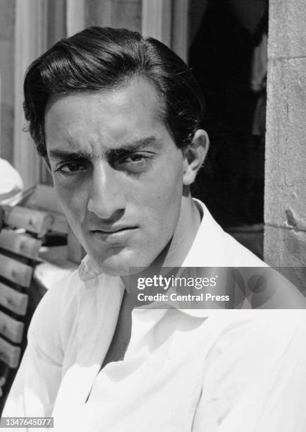Portrait of Mansoor Ali Khan Pataudi, Nawab of Pataudi and right-handed batsman and a right-arm medium pace bowler for the Indian cricket team during...