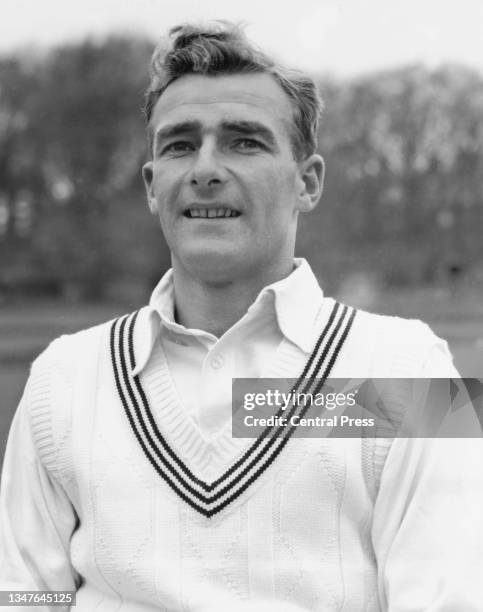 Portrait of Bert Sutcliffe from New Zealand and slow left-arm orthodox bowler and left handed batsman for the touring New Zealand cricket team circa...