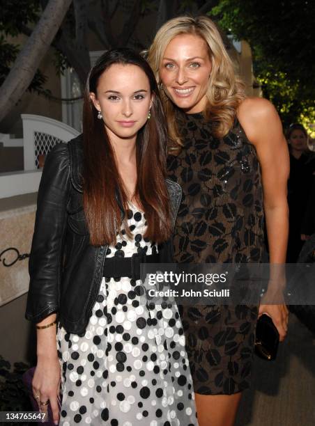 Jamie Tisch and her daughter Hilary Tisch wearing Oscar De La Renta