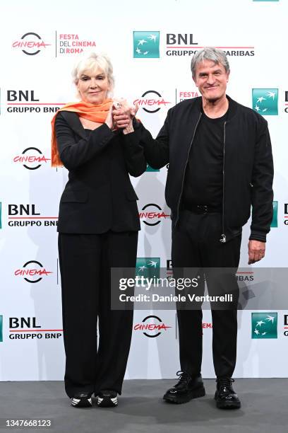 Caterina Caselli and Renato De Maria attends the photocall of the movie "Caterina Caselli - Una Vita, Cento Vite" during the 16th Rome Film Fest 2021...