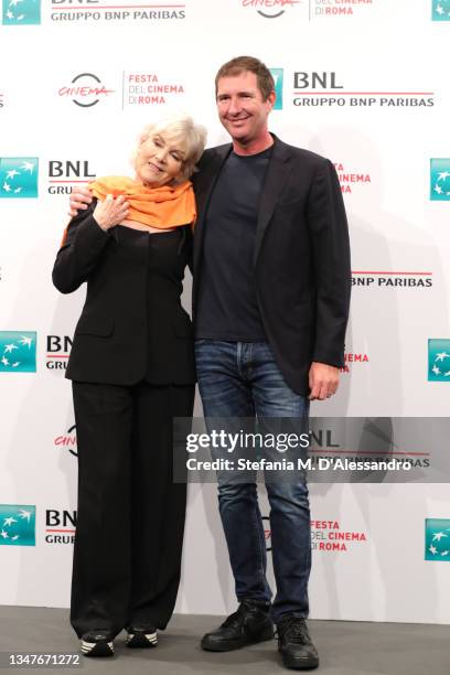 Caterina Caselli and Filippo Sugar attend the photocall of the movie "Caterina Caselli - Una Vita, Cento Vite" during the 16th Rome Film Fest 2021 on...