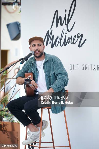 Singer Nil Moliner offers a concert at Le Tavernier Rooftop for the presentation of his new album 'Un Secreta Al Que Gritar' on October 20, 2021 in...