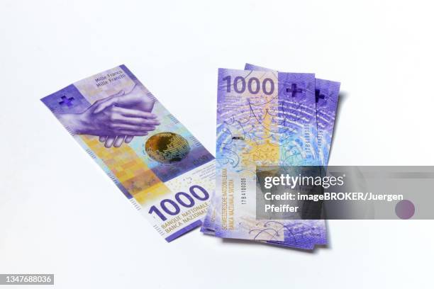 new banknotes of switzerland, 1000 francs, series 9, switzerland - 1000 stock pictures, royalty-free photos & images