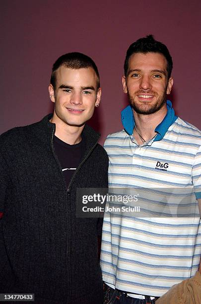 David Gallagher and J.C. Chasez during 2005 Volkswagen Jetta Premiere Party - Inside at The Lot in West Hollywood, California, United States.