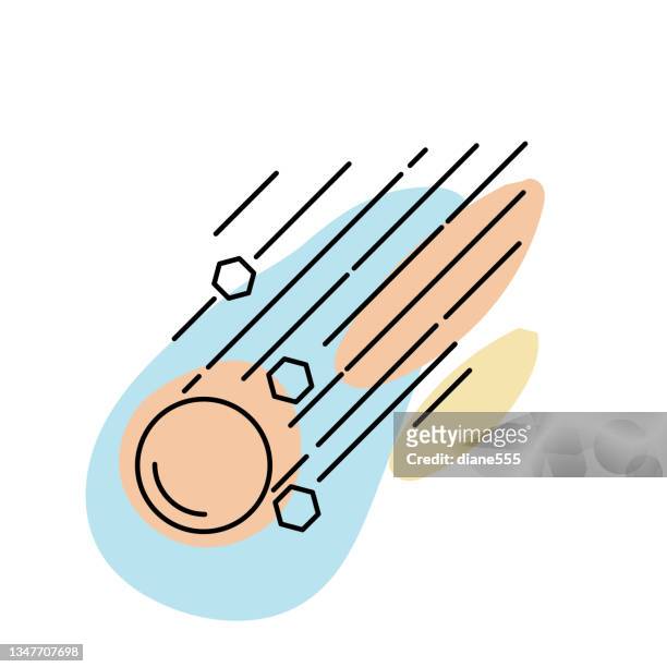 meteor - cute thin line astronomy icon - space exploration logo stock illustrations