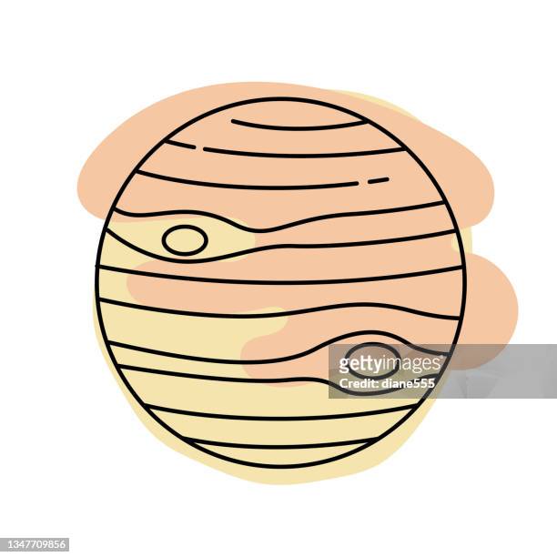 planet - cute thin line astronomy icon - space exploration logo stock illustrations
