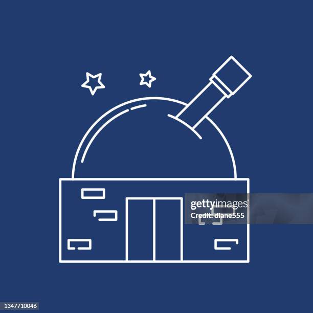 observatory - cute thin line astronomy icon - observatory stock illustrations