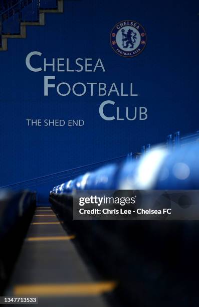 General view of the Chelsea Shed End prior to the UEFA Champions League group H match between Chelsea FC and Malmo FF at Stamford Bridge on October...