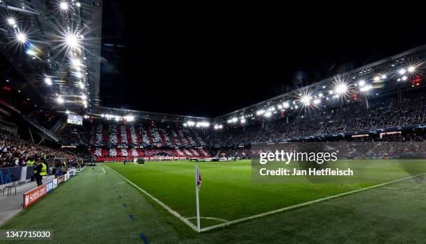 General view inside the stadium prior to the UEFA Champions League group G match between FC Salzburg and VfL Wolfsburg at Red Bull Arena on October...