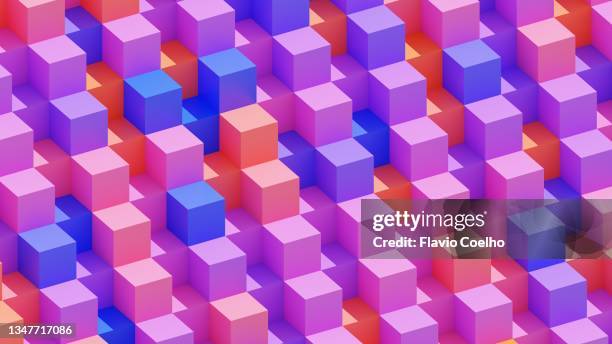 cube pattern with high contrast colors - abstract geometric cube stock pictures, royalty-free photos & images