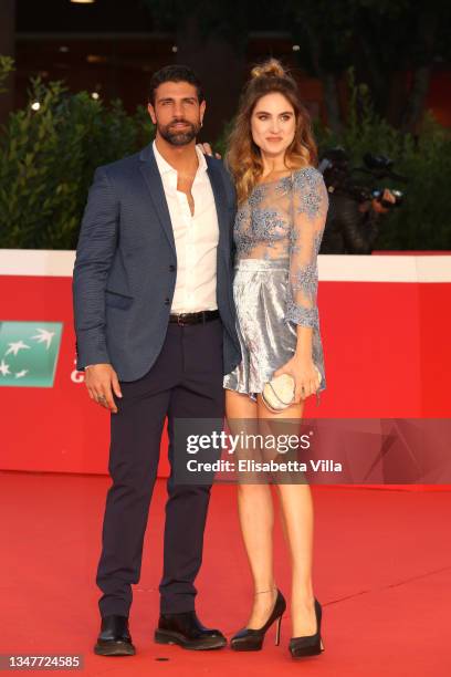Gilles Rocca and Miriam Galanti attends the red carpet of the movie "Caterina Caselli - Una Vita, Cento Vite" during the 16th Rome Film Fest 2021 on...