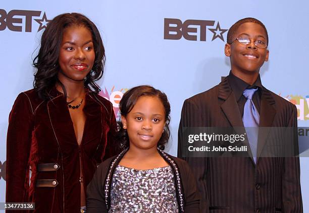 Camille Winbush, Dee Dee Davis and Jeremy Suarez during 2005 BET Comedy Awards - Press Room at Pasadena Historic Civic Center in Pasadena,...