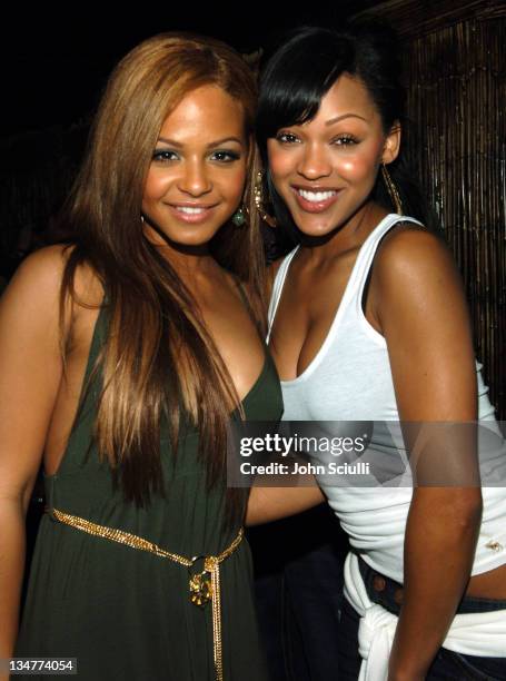 Christina Milian and Meagan Good during Rolling Stone/Verizon Wireless Pre-GRAMMY Concert with Kanye West - Arrivals at Spider Club in Hollywood,...