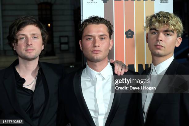 Finlay Munro Kemp, Rafferty Law and Rudy Law attends the "Quant" UK Premiere at The Everyman Cinema on October 20, 2021 in London, England.