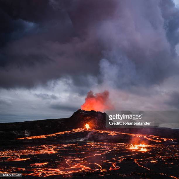 fagradalsfjall volcano in iceland - active volcano stock pictures, royalty-free photos & images