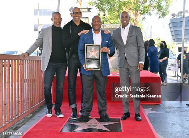 Jon Kelley, CEO of The Recording Academy Harvey Mason Jr., Byron Allen, and Kevin Frazier attend the Hollywood Walk of Fame Star Ceremony for Byron...