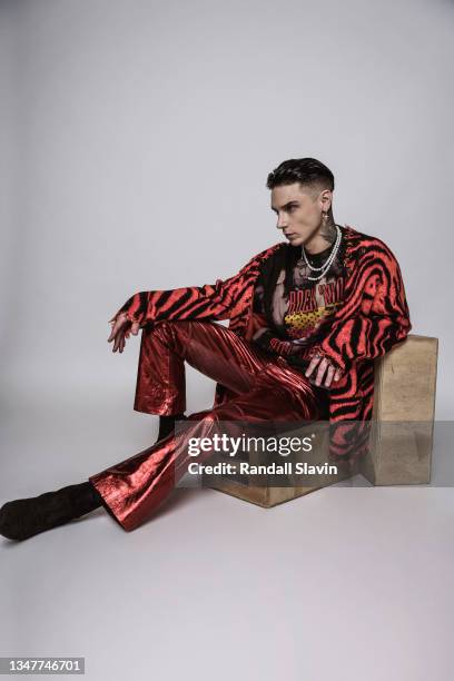 Singer/actor Andy Biersack is photographed for Swagger Magazine on April 13, 2021 in Los Angeles, California. PUBLISHED IMAGE.