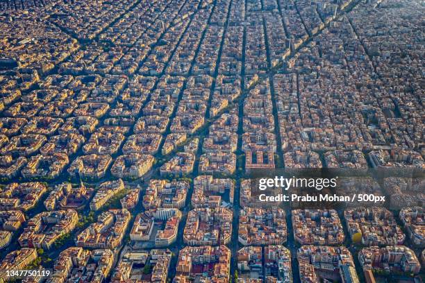 aerial view of barcelona,barcelona,spain - barcelona day stock pictures, royalty-free photos & images