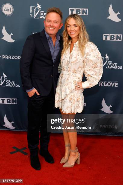 Chris Tomlin and Lauren Bricken attend the 52nd GMA Dove Awards at Lipscomb Allen Arena on October 19, 2021 in Nashville, Tennessee.