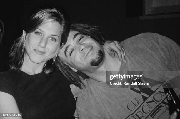 Actress Jennifer Aniston and singer Adam Duritz are photographed in summer 1995 in Los Angeles, California. Published in Randall Slavin's book 'We...