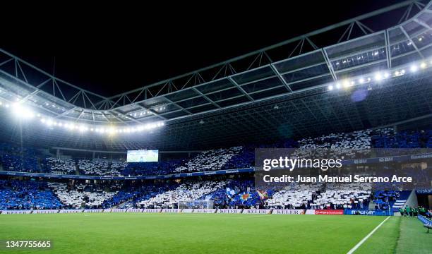 General view inside the stadium prior to the LaLiga Santander match between Real Sociedad and RCD Mallorca at Reale Arena on October 16, 2021 in San...