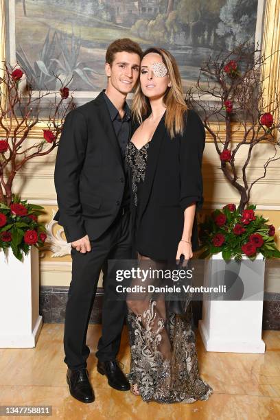 Filippo Bologni and Gessica Notaro attend the Red Cross Charity Event during the 16th Rome Film Fest 2021 at Villa Miani on October 20, 2021 in Rome,...