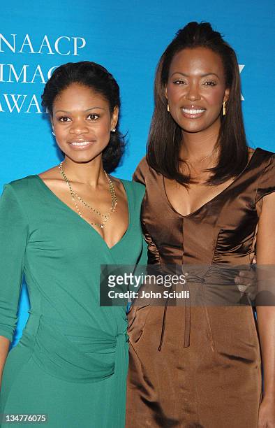 Kimberly Elise and Aisha Tyler during The 37th NAACP Image Awards - Nominations Press Conference at Peninsula Beverly Hills Hotel in Beverly Hills,...