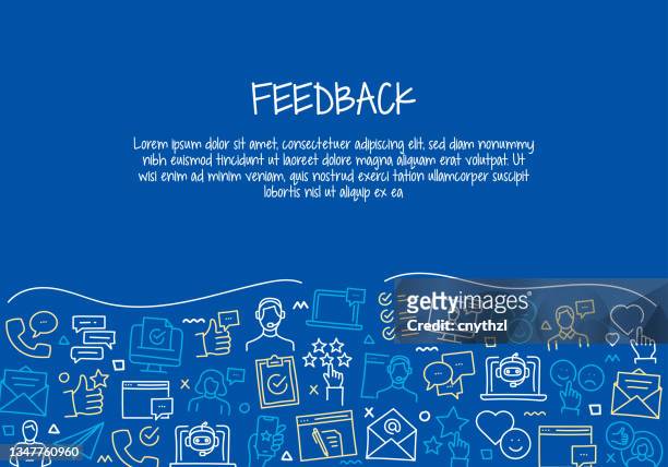 feedback and testimonials related hand drawn banner design vector illustration - checklist concept stock illustrations