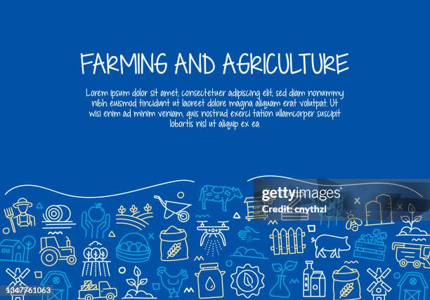 stockillustraties, clipart, cartoons en iconen met farming and agriculture related hand drawn banner design vector illustration - chicken drawing