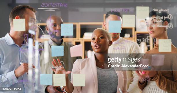 shot of a group of young businesspeople having a brainstorming session in a modern office - content stock pictures, royalty-free photos & images