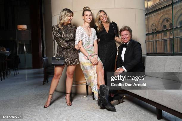 Gabriella Power, Christian Wilkins, Nicola Dale and Richard Wilkins pose at Glass Brasserie on October 20, 2021 in Sydney, Australia. Restaurants and...