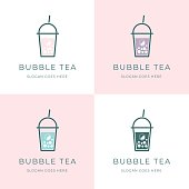 Bubble Tea Logo With Vintage Style
