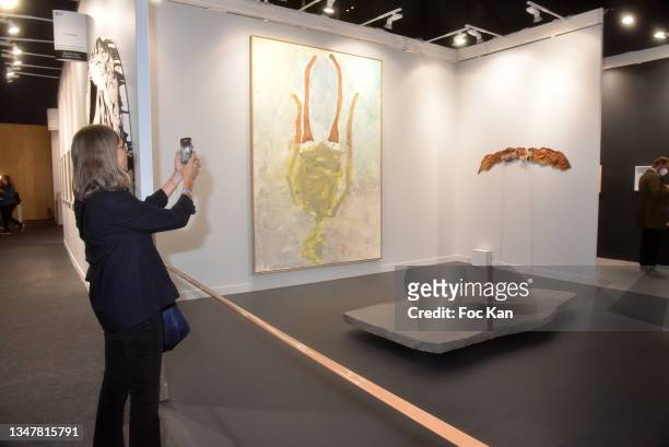 General view of atmosphere at Gagosian Gallery booth during the FIAC 2021 - International Contemporary Art Fair : Press Preview at Grand Palais...