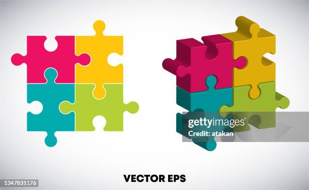 vector 3d puzzle - diminishing perspective stock illustrations