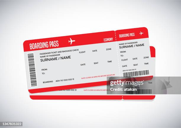 stockillustraties, clipart, cartoons en iconen met vector plane ticket design - instappen