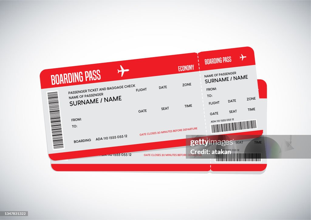 Projeto de bilhete de avião vetorial