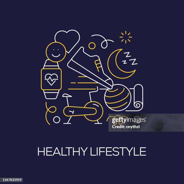 vector set of illustration healthy lifestyle concept. line art style background design for web page, banner, poster, print etc. vector illustration. - pilates abstract stock illustrations