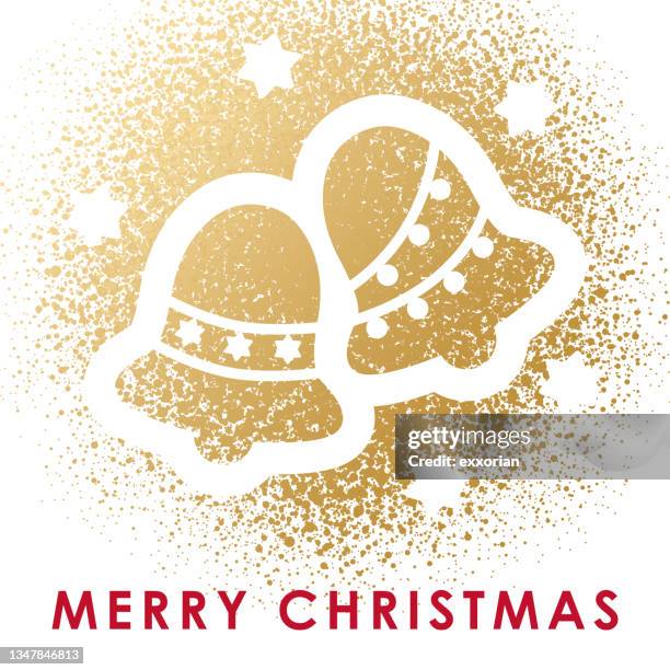 weihnachten jingle bells gold pulver farbe - farbpulver stock-grafiken, -clipart, -cartoons und -symbole
