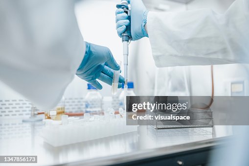 Sample Taker Lab Scientist Taking Samples With Pipette In Laboratory High-Res Stock ...