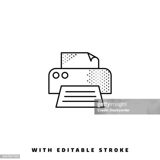printer halftone line icon with editable stroke. - factory worker white background stock illustrations
