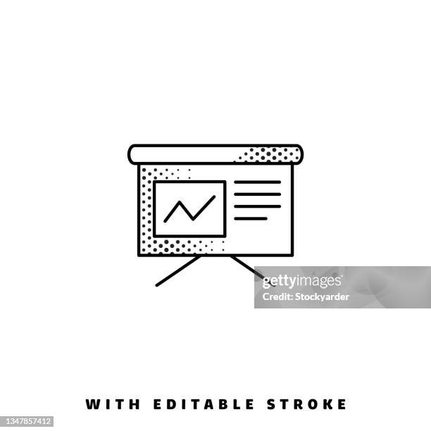 presentation screen halftone line icon with editable stroke. - convention screen stock illustrations