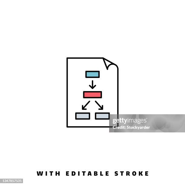 organization chart flat line icon with editable stroke. - org chart stock illustrations
