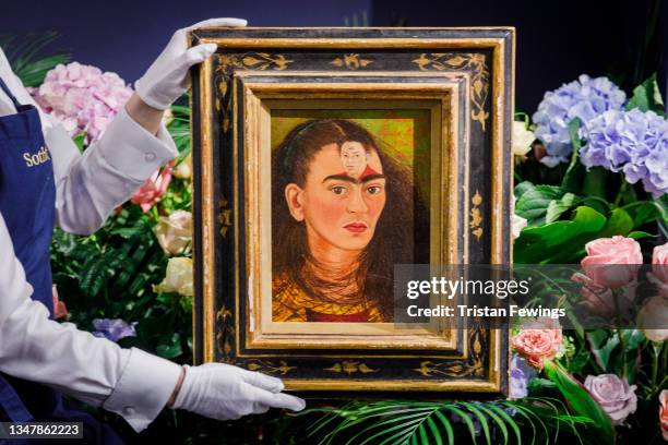 Frida Kahlo’s ultimate self-portrait goes on view at Sotheby's on October 21, 2021 in London, England. Estimated at over $30 million, it is expected...