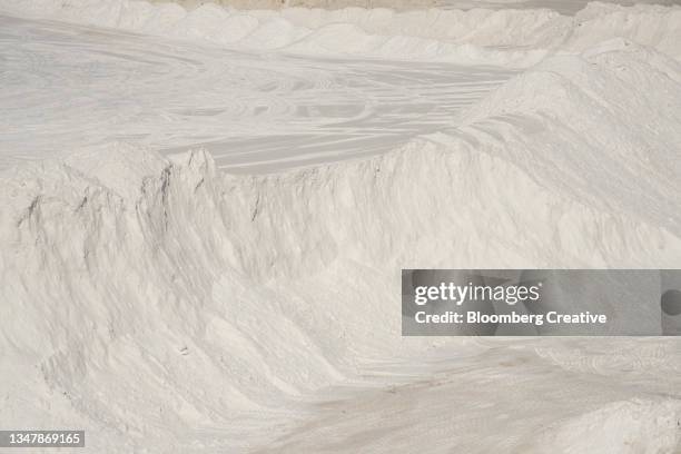 salt mounds at a lithium mine - lithium ion battery stock pictures, royalty-free photos & images