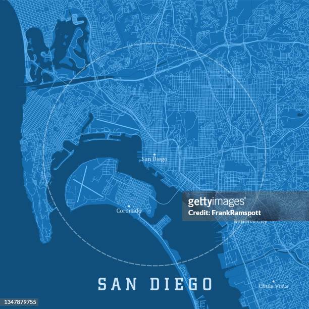san diego ca city vector road map blue text - san diego stock illustrations